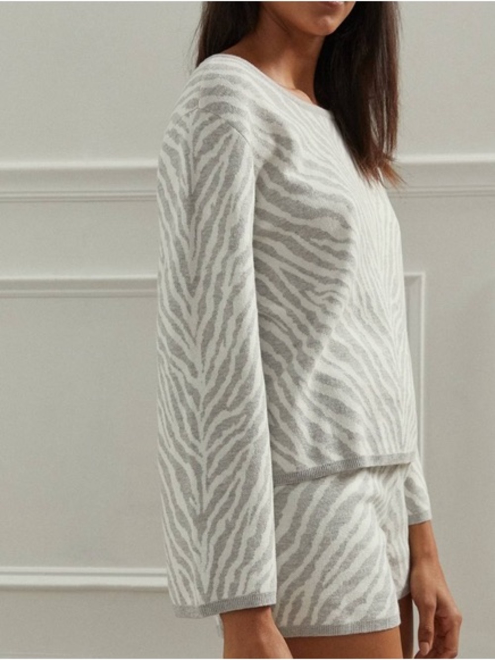 Anthropologie Dolan Trudy Knit Gray & White Zebra Knit Pullover Size Small
